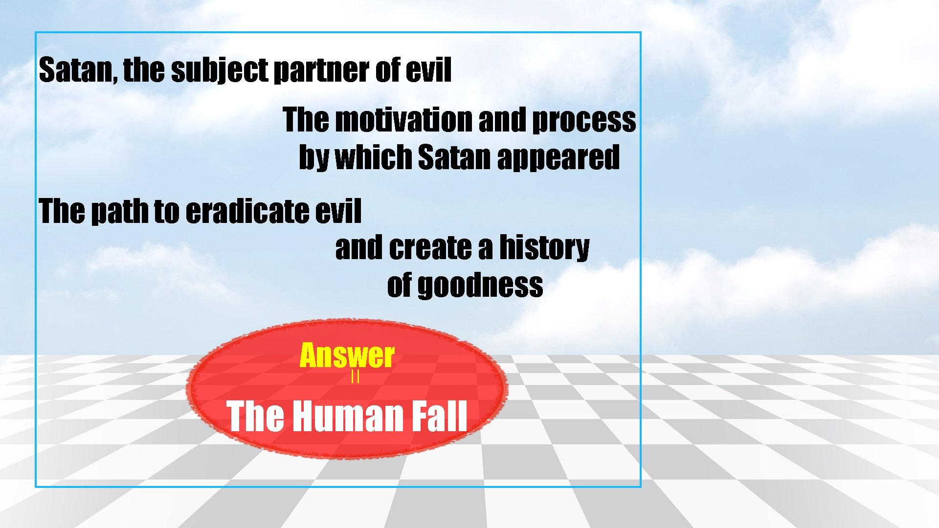 Satan, the subject partner of evil The motivation and process by which Satan appeared