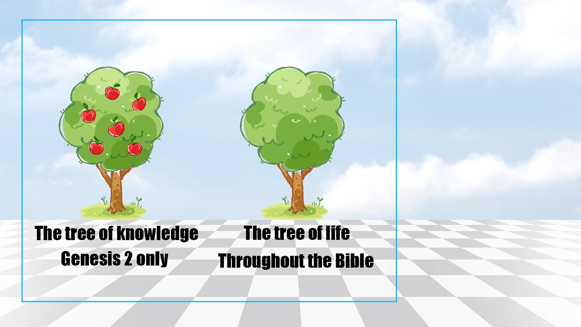 The tree of knowledge Genesis 2 only The tree of life Throughout the Bible