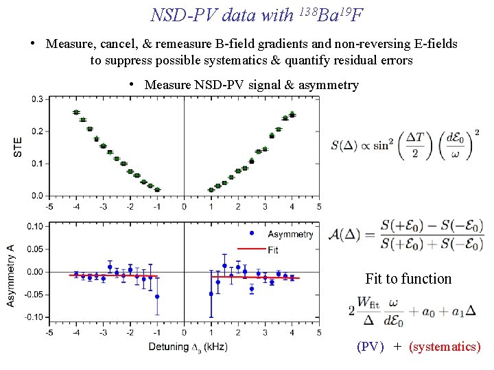 NSD-PV data with 138 Ba 19 F • Measure, cancel, & remeasure B-field gradients
