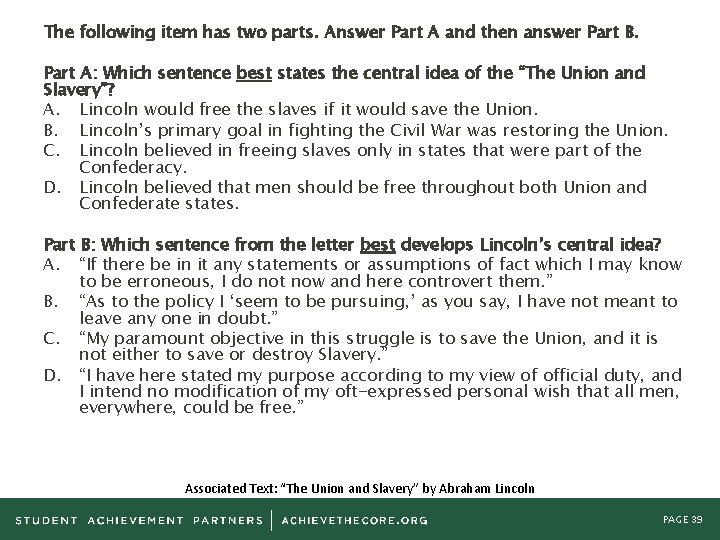 The following item has two parts. Answer Part A and then answer Part B.