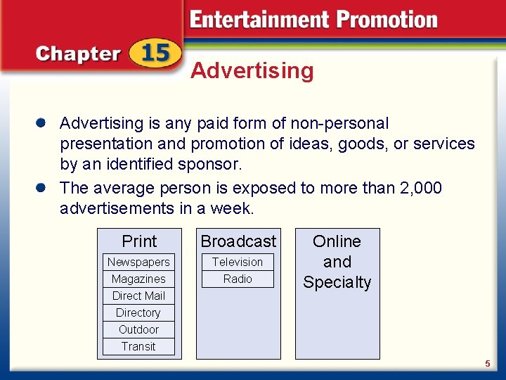 Advertising is any paid form of non-personal presentation and promotion of ideas, goods, or