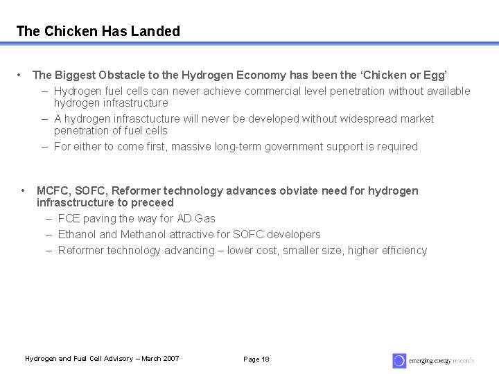 The Chicken Has Landed • The Biggest Obstacle to the Hydrogen Economy has been