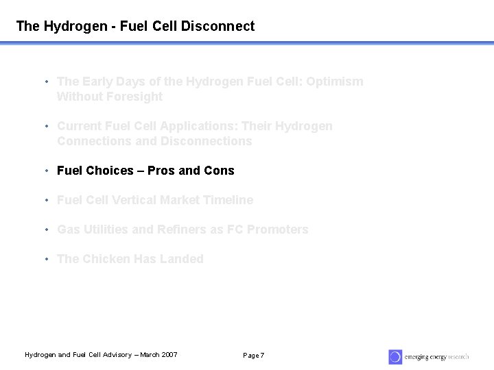 The Hydrogen - Fuel Cell Disconnect • The Early Days of the Hydrogen Fuel