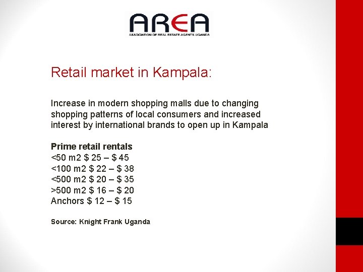 Retail market in Kampala: Increase in modern shopping malls due to changing shopping patterns
