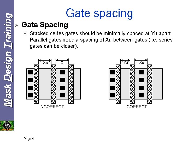 Mask Design Training Gate spacing Ø Gate Spacing § Stacked series gates should be Mask Design Training Gate spacing Ø Gate Spacing § Stacked series gates should be
