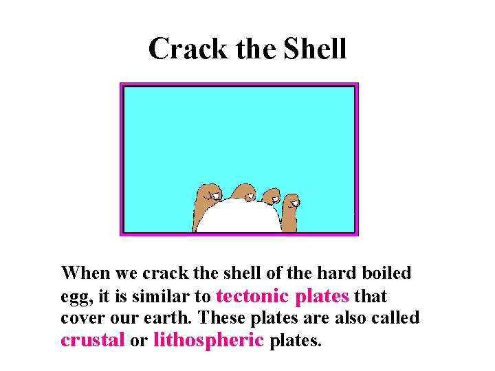 Crack the Shell When we crack the shell of the hard boiled egg, it