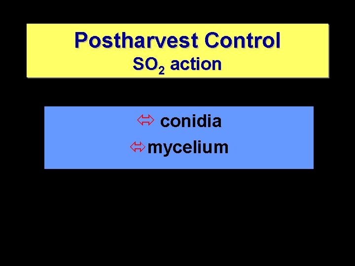 Postharvest Control SO 2 action ó conidia ómycelium 