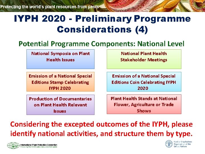 IYPH 2020 - Preliminary Programme Considerations (4) Potential Programme Components: National Level National Symposia