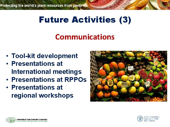 Future Activities (3) Communications • Tool-kit development • Presentations at International meetings • Presentations