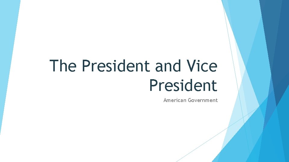 The President and Vice President American Government 