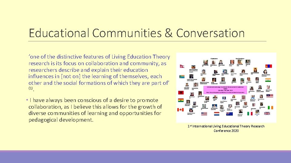 Educational Communities & Conversation ‘one of the distinctive features of Living Education Theory research