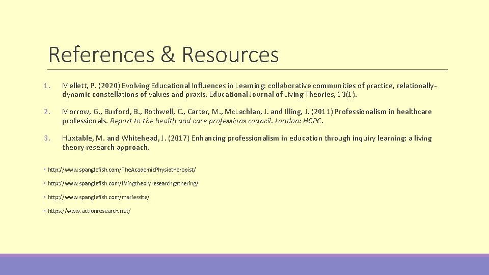 References & Resources 1. Mellett, P. (2020) Evolving Educational Influences in Learning: collaborative communities