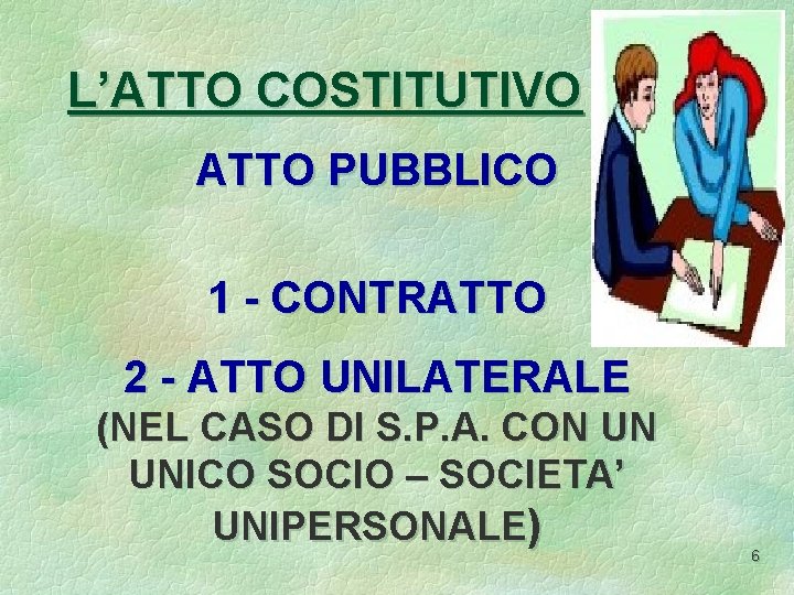 L’ATTO COSTITUTIVO ATTO PUBBLICO 1 - CONTRATTO 2 - ATTO UNILATERALE (NEL CASO DI