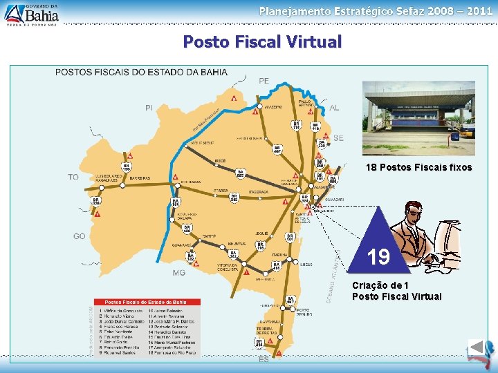 Posto Fiscal Virtual 18 Postos Fiscais fixos 19 Criação de 1 Posto Fiscal Virtual