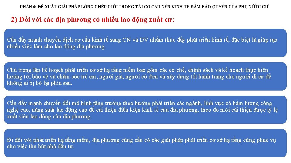 PHẦN 4: ĐỀ XUẤT GIẢI PHÁP LỒNG GHÉP GIỚI TRONG TÁI CƠ CẤU NỀN