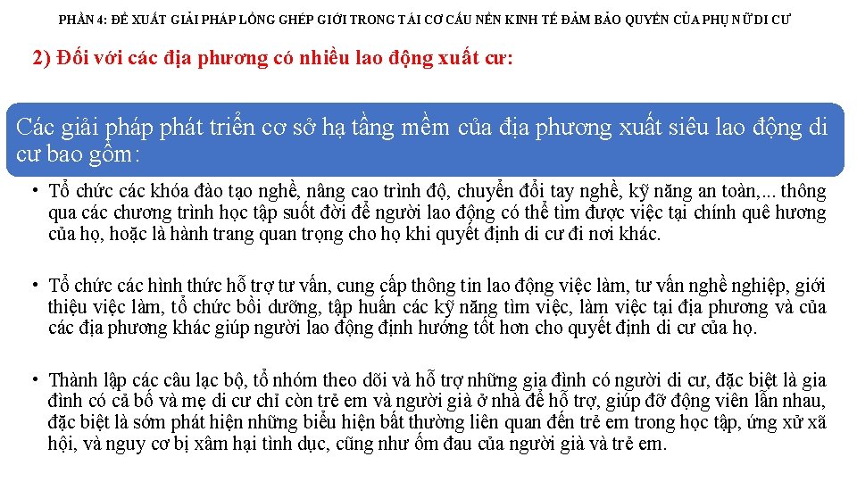 PHẦN 4: ĐỀ XUẤT GIẢI PHÁP LỒNG GHÉP GIỚI TRONG TÁI CƠ CẤU NỀN