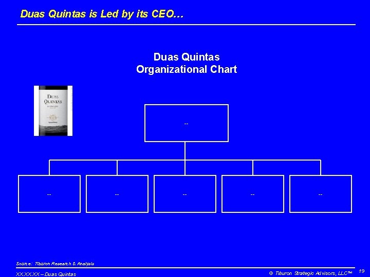 Duas Quintas is Led by its CEO… Duas Quintas Organizational Chart -- -- --