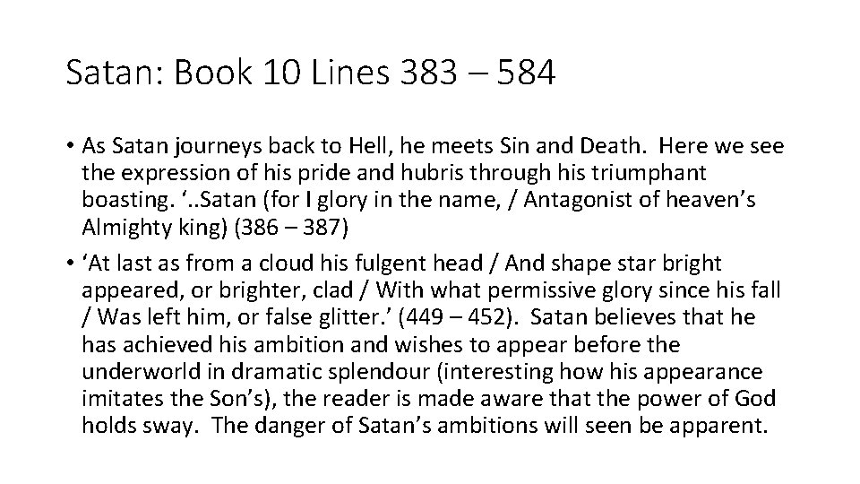 Satan: Book 10 Lines 383 – 584 • As Satan journeys back to Hell,