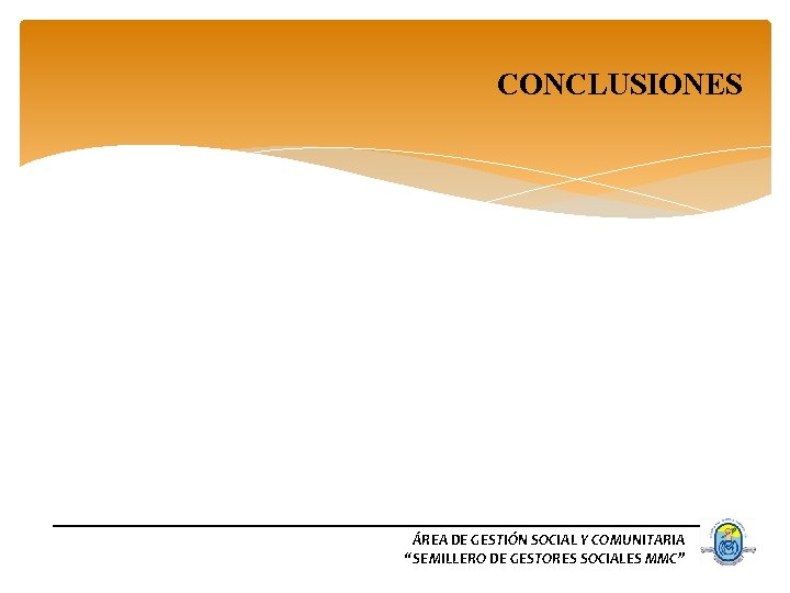 CONCLUSIONES ÁREA DE GESTIÓN SOCIAL Y COMUNITARIA “SEMILLERO DE GESTORES SOCIALES MMC” 