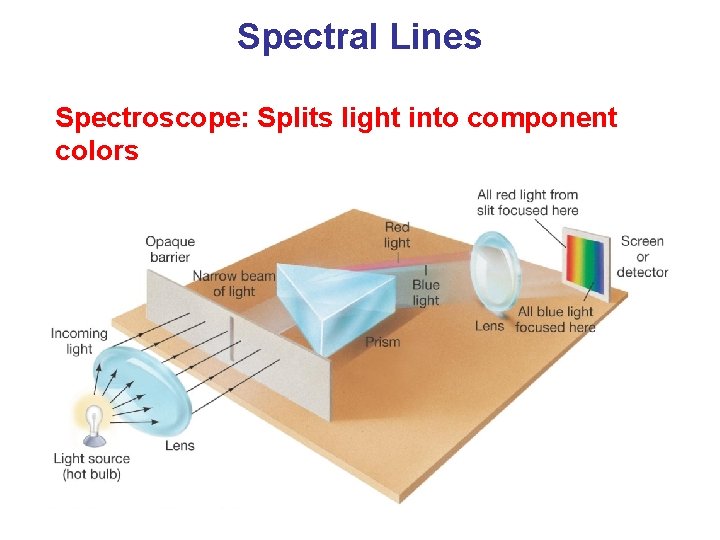 Spectral Lines Spectroscope: Splits light into component colors 