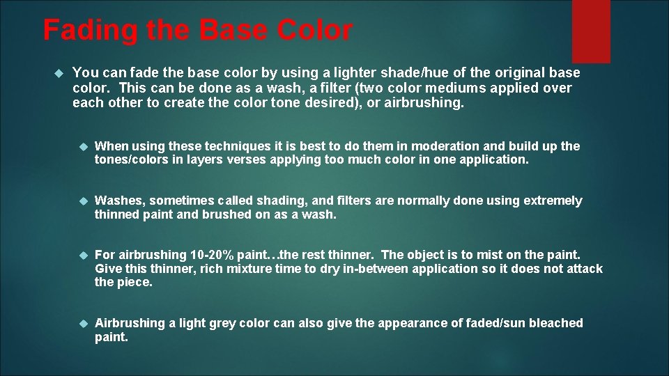 Fading the Base Color You can fade the base color by using a lighter