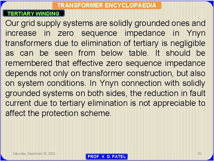 TRANSFORMER ENCYCLOPAEDIA TERTIARY WINDING Our grid supply systems are solidly grounded ones and increase