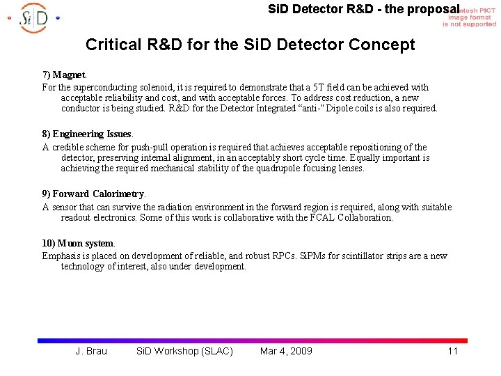 Si. D Detector R&D - the proposal Critical R&D for the Si. D Detector