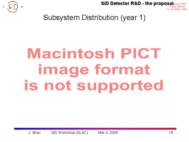 Si. D Detector R&D - the proposal Subsystem Distribution (year 1) J. Brau Si.