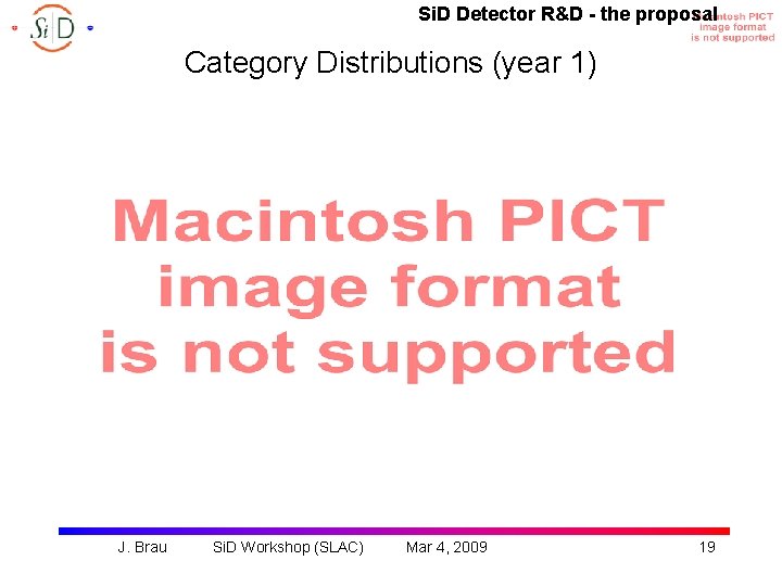 Si. D Detector R&D - the proposal Category Distributions (year 1) J. Brau Si.