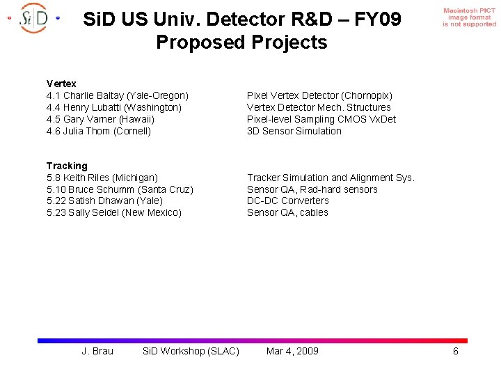 Si. D US Univ. Detector R&D – FY 09 Proposed Projects Vertex 4. 1