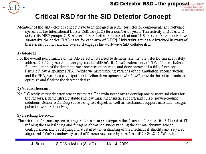 Si. D Detector R&D - the proposal Critical R&D for the Si. D Detector