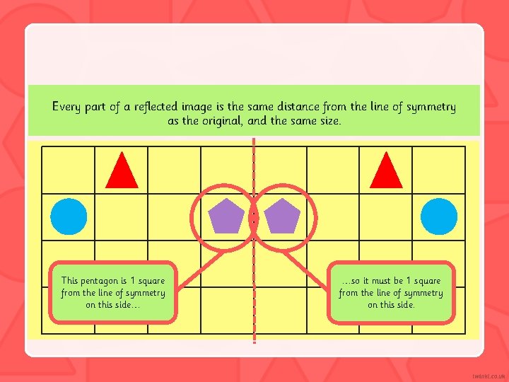 Every part of a reflected image is the same distance from the line of