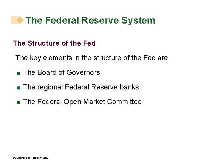 The Federal Reserve System The Structure of the Fed The key elements in the