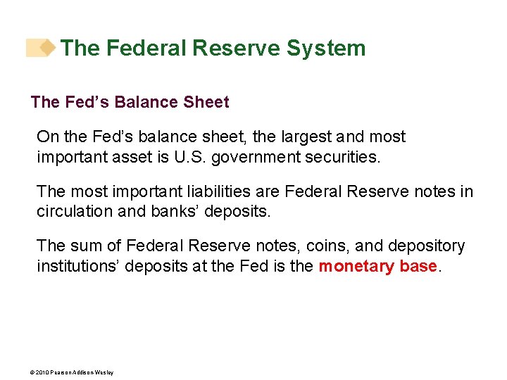The Federal Reserve System The Fed’s Balance Sheet On the Fed’s balance sheet, the