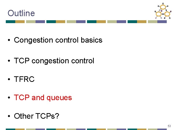 Outline • Congestion control basics • TCP congestion control • TFRC • TCP and