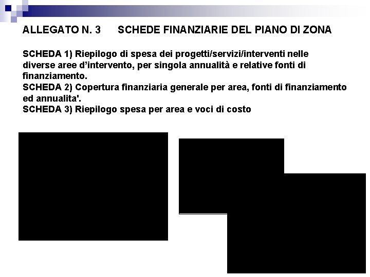 ALLEGATO N. 3 SCHEDE FINANZIARIE DEL PIANO DI ZONA SCHEDA 1) Riepilogo di spesa