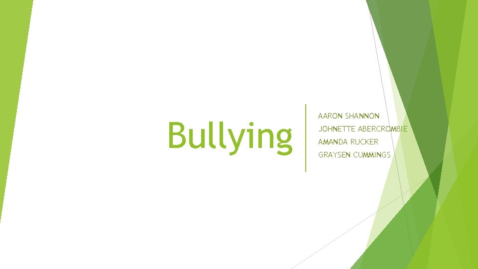 Bullying AARON SHANNON JOHNETTE ABERCROMBIE AMANDA RUCKER GRAYSEN CUMMINGS 