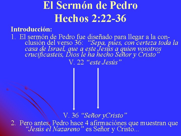 El Sermón de Pedro Hechos 2: 22 -36 Introducción: 1. El sermón de Pedro