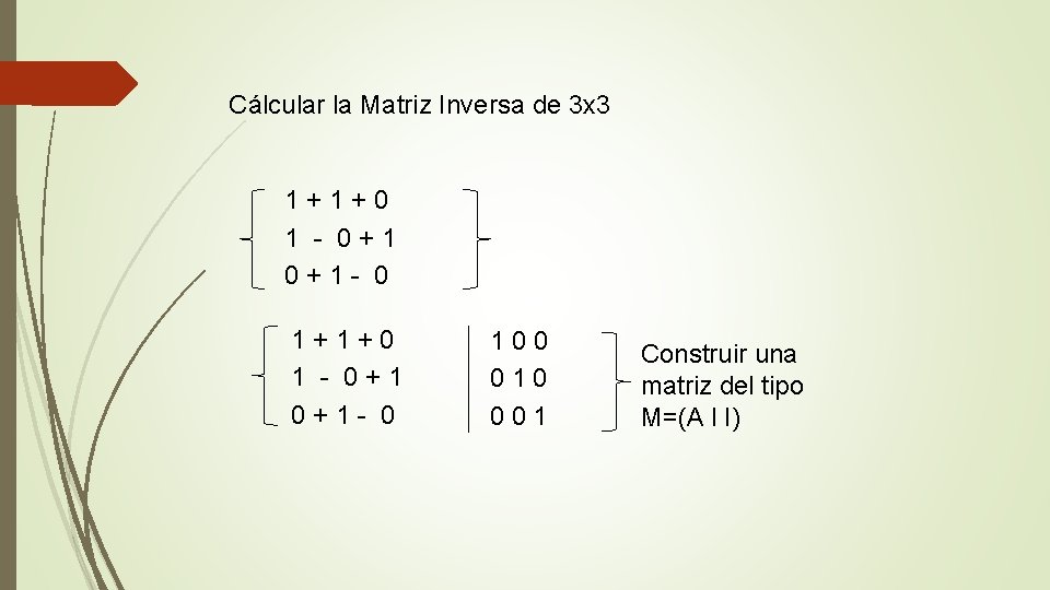 Cálcular la Matriz Inversa de 3 x 3 1+1+0 1 - 0+1 0+1 -