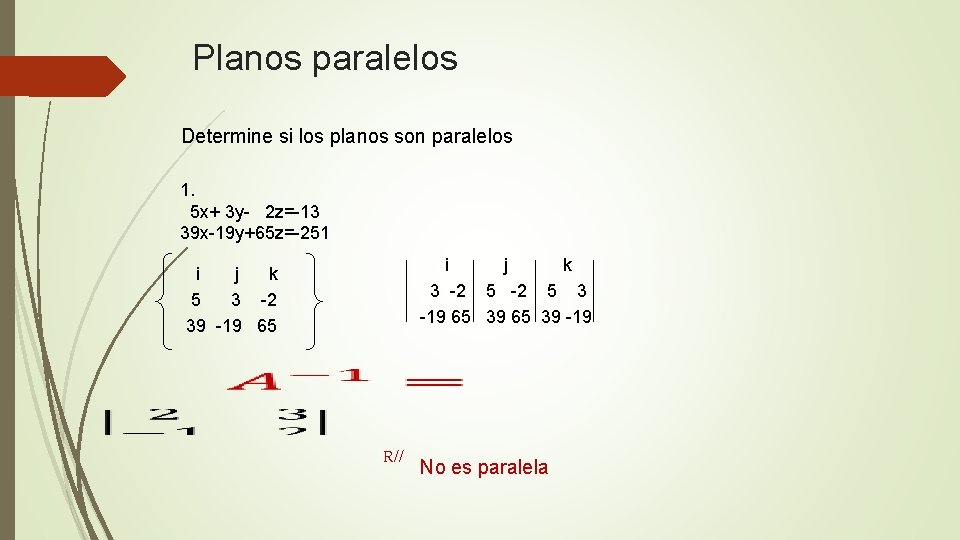 Planos paralelos Determine si los planos son paralelos 1. 5 x+ 3 y- 2