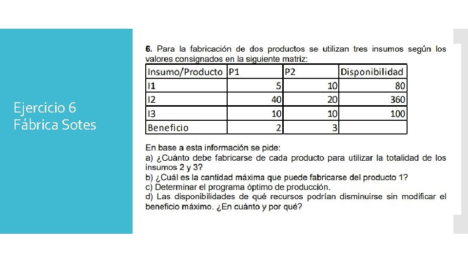 Ejercicio 6 Fábrica Sotes 