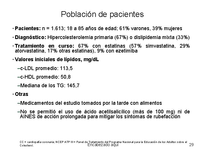 Población de pacientes • Pacientes: n = 1. 613; 18 a 85 años de