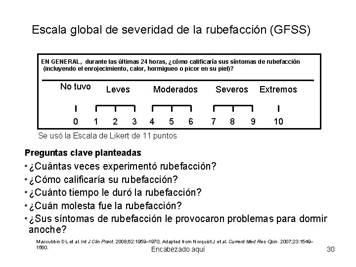 Escala global de severidad de la rubefacción (GFSS) EN GENERAL, durante las últimas 24