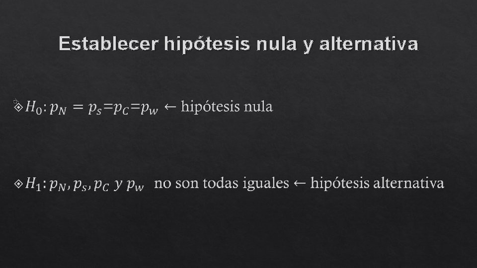 Establecer hipótesis nula y alternativa 