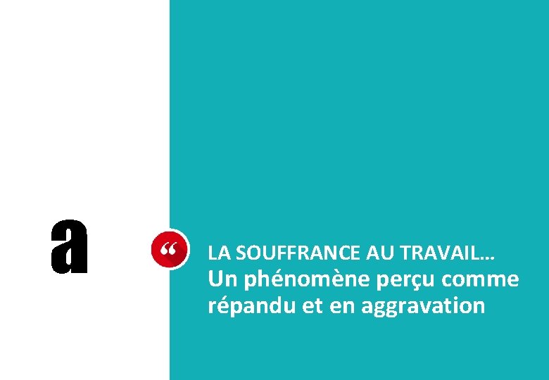 a LA SOUFFRANCE AU TRAVAIL… Un phénomène perçu comme répandu et en aggravation 