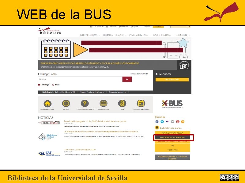 WEB de la BUS Biblioteca de la Universidad de Sevilla 