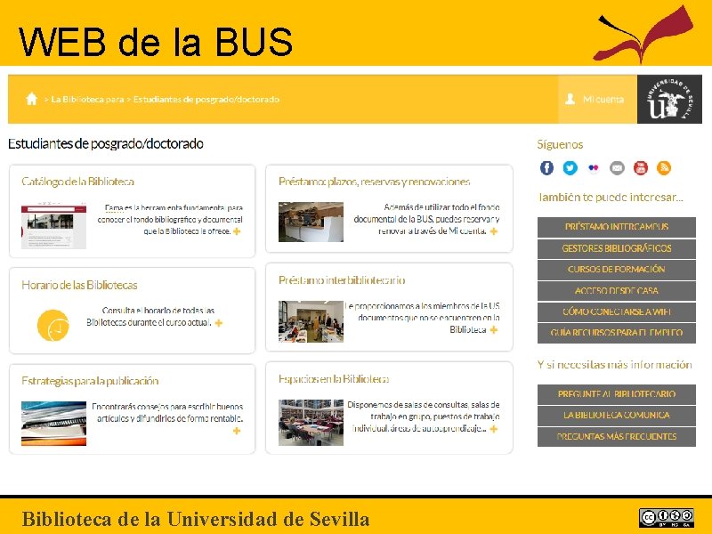 WEB de la BUS Biblioteca de la Universidad de Sevilla 