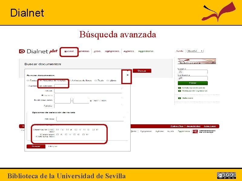 Dialnet Búsqueda avanzada Biblioteca de la Universidad de Sevilla 