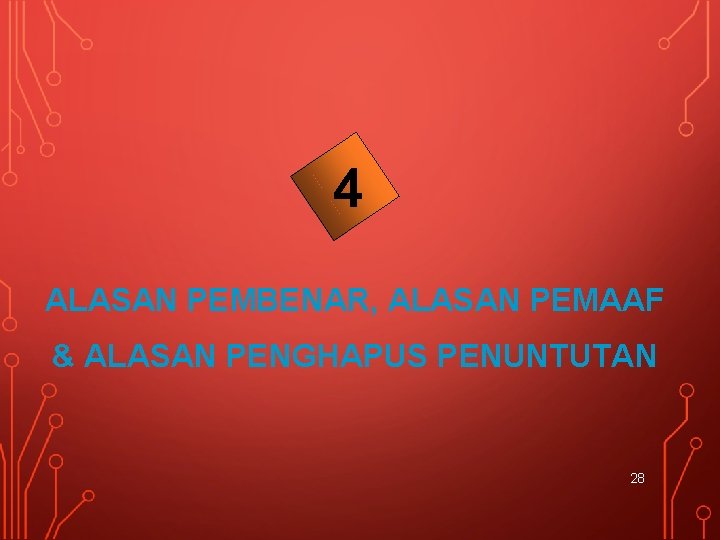 4 ALASAN PEMBENAR, ALASAN PEMAAF & ALASAN PENGHAPUS PENUNTUTAN 28 