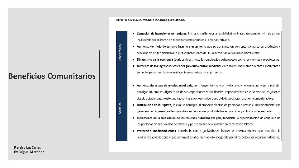 Beneficios Comunitarios Paraiso Las Canas By Miguel Martinez 